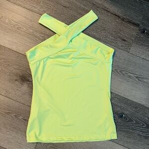 Amazon Yellow Green Asymmetrical Fitted Top